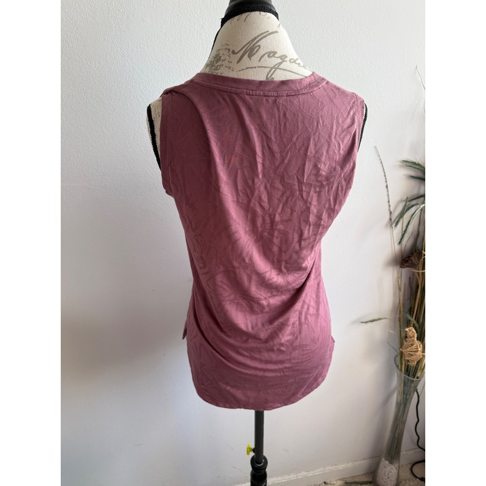 Athleta Womens Mauve Jacquard‎ Palm Leaf V-Neck Tank Top Size M Activewear 2611
